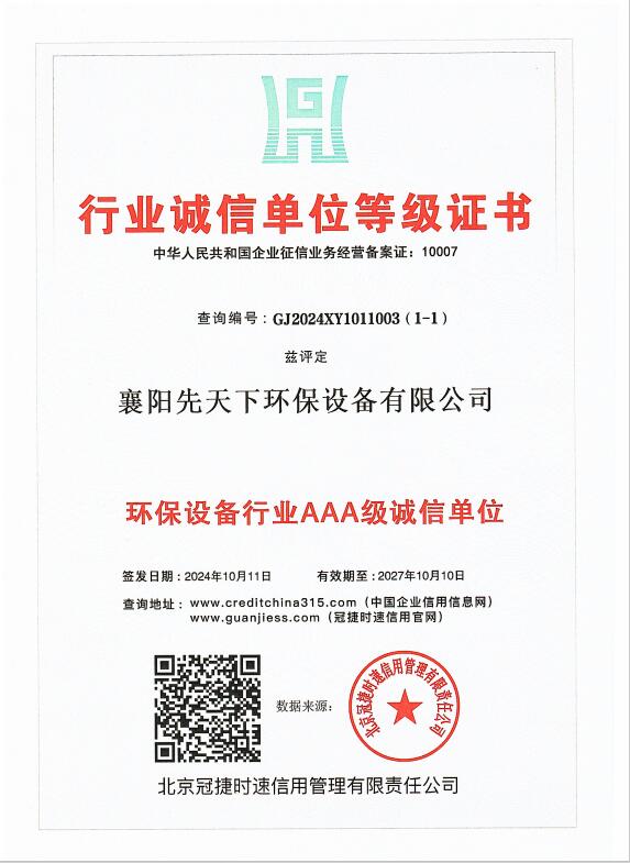 行業(yè)誠(chéng)信單位等級(jí)證書
